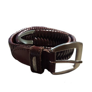 Raymond Floyd Brown Braided Genuine Italian Leather Belt w/Solid Brass Hardware